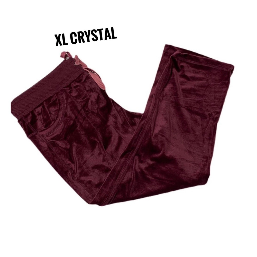 Xl LuLaRoe Crystal Kick Flare Crop Pant Solid Maroon Velour Fits 16